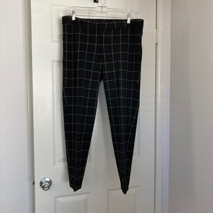 AMANDA & CHELSEA - BLACK PANT WITH TAN COLORED PLAID STITCH | SIZE 12